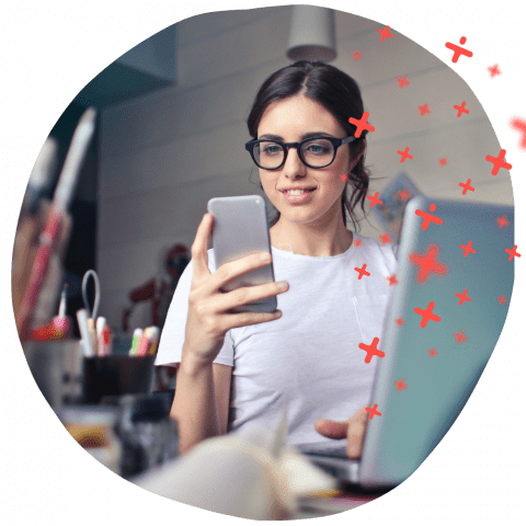 Woman with a Smartphone as a symbol for MEETYOO Go Woman with a Smartphone as a symbol for MEETYOO Go