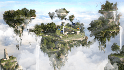 Virtual event design - MEETYOO - Flying islands