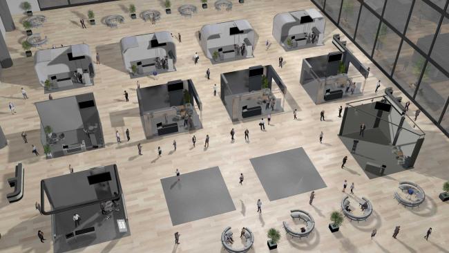 Showfloor con stand vuoto Showfloor con stand vuoto