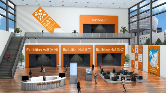 Conception du hall principal de l'université Virtually Orange